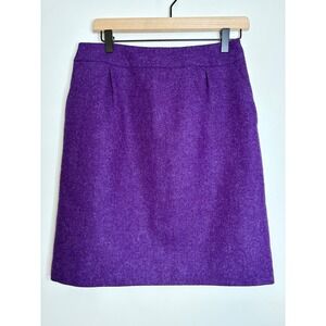 Boden Purple Wool Blend A Line Skirt Pockets Front Zipper‎ Back Women US Size 6L